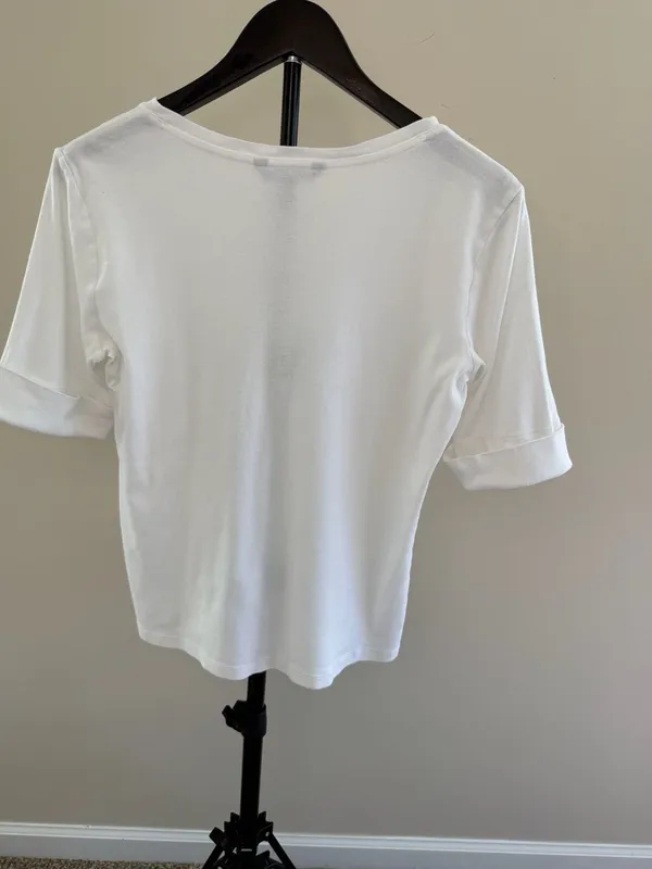 Lauren Ralph Lauren 100% Cotton V-Neck T-Shirt White -L - Image 3