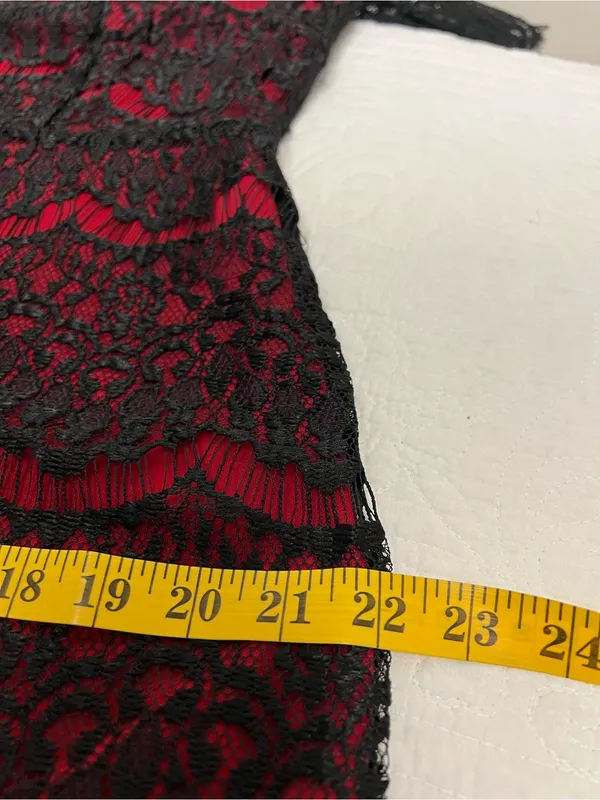Suzanne Betro Red Black Lace Sheath Midi Dress XL NWT - Image 7