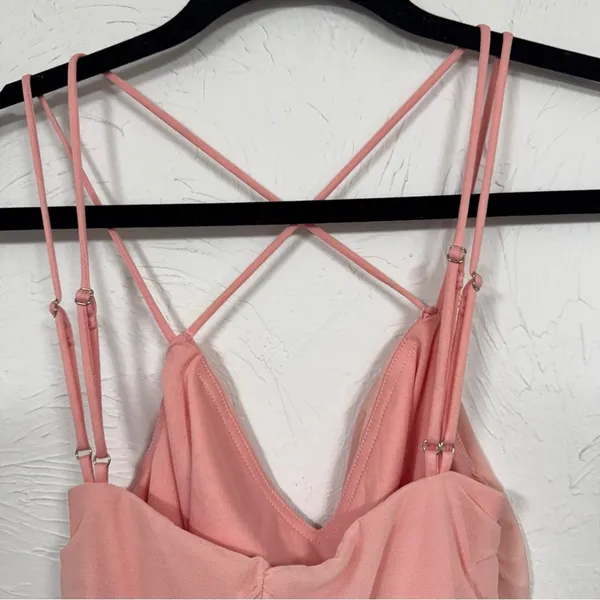 Lucy In The Sky Pink Strappy Ruched Bodycon Mini Dress Womens S Party Cocktail - Image 3