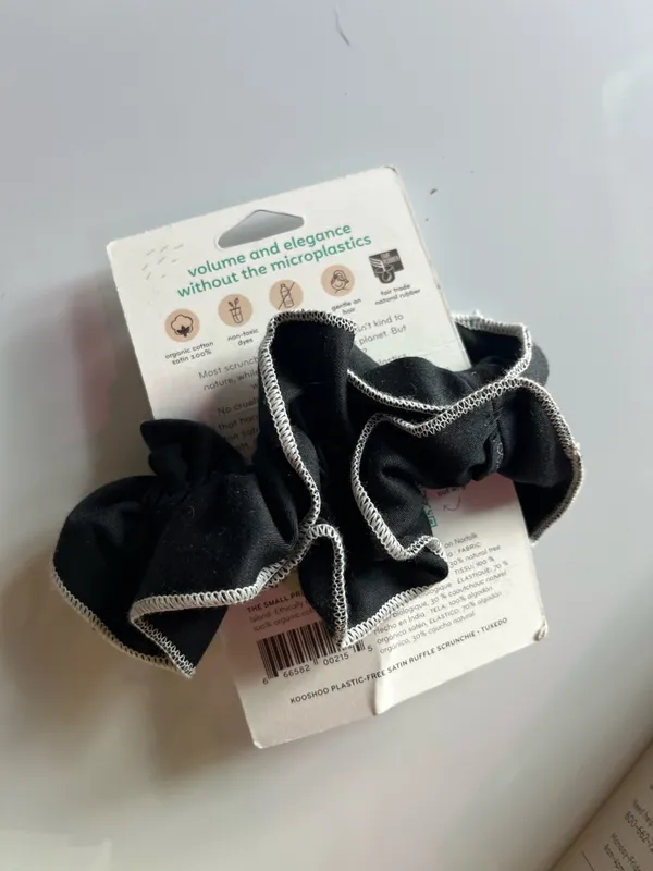 KOOSHOO Black Satin Ruffle Scrunchie - Image 2