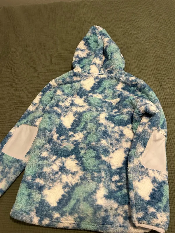 The North Face Blue White Cloud-Print Fleece Pullover Hoodie - Image 5