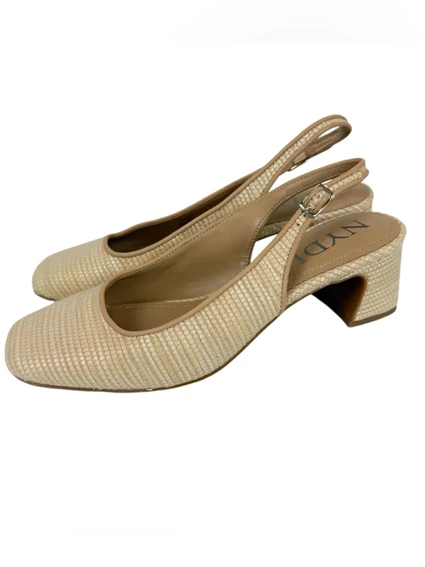 NYDJ Faelynn Slingback‎ Heels Raffia Woven Square Toe Size 9 - Image 5