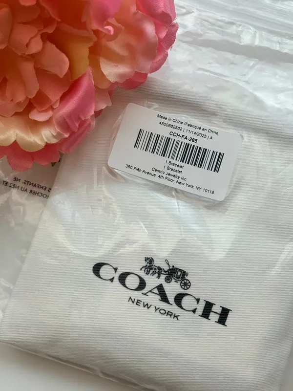 Coach Silver Heart Charm Bracelet with Crystal Accent - Image 6
