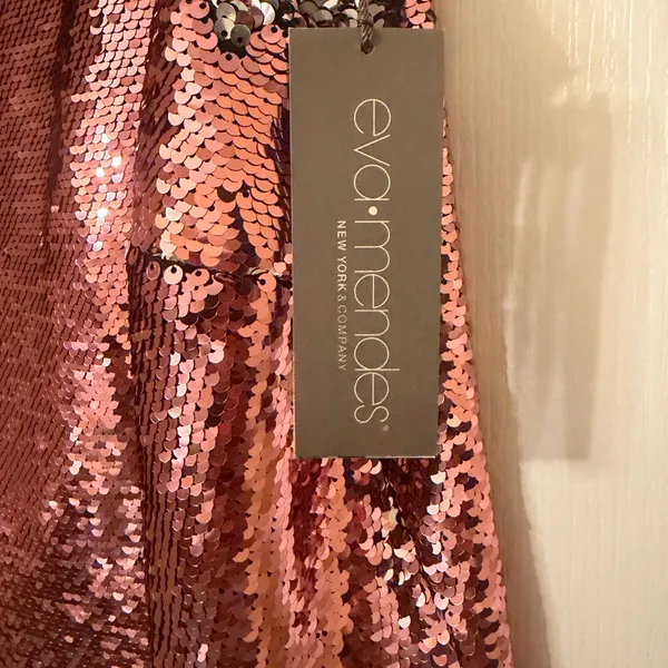 New York & Company Rose Gold Sequin sleeveless with silver sequin undertones Top - Image 4