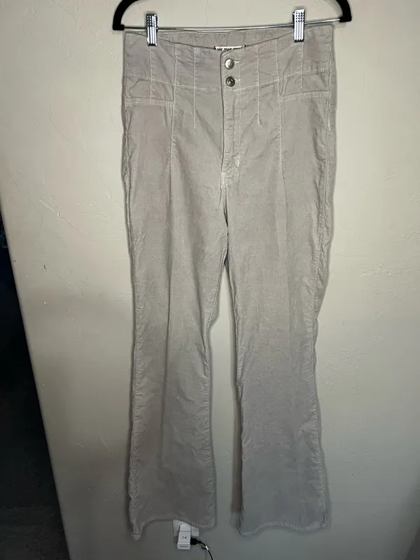 We The Free‎ People Jayde Cord High Rise Flare Cream Pants - Image 5
