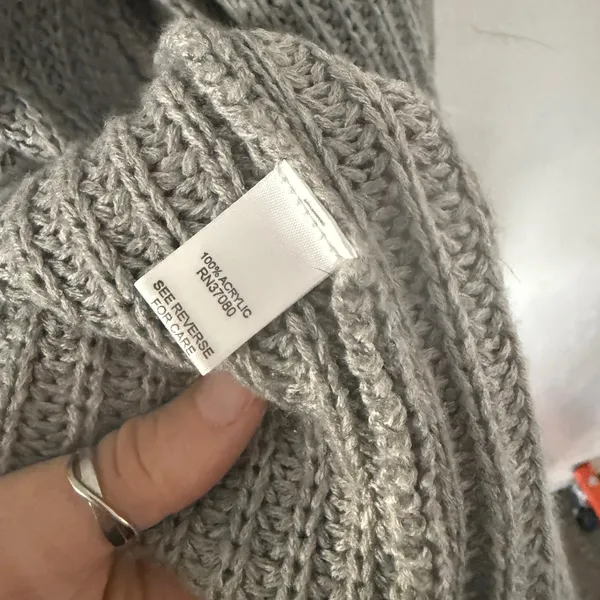 EST 1940 Gray Cable Knit Long‎ Sleeve Preppy Cardigan Sweater L Layering Boho - Image 2
