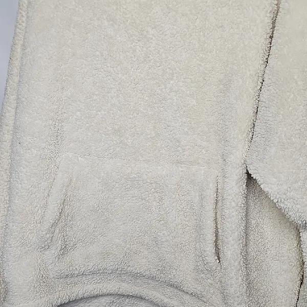 PINK - Victoria's Secret Cream Pullover Polor Fleece Texture Hooded Sweatshirt Sz M - Image 4