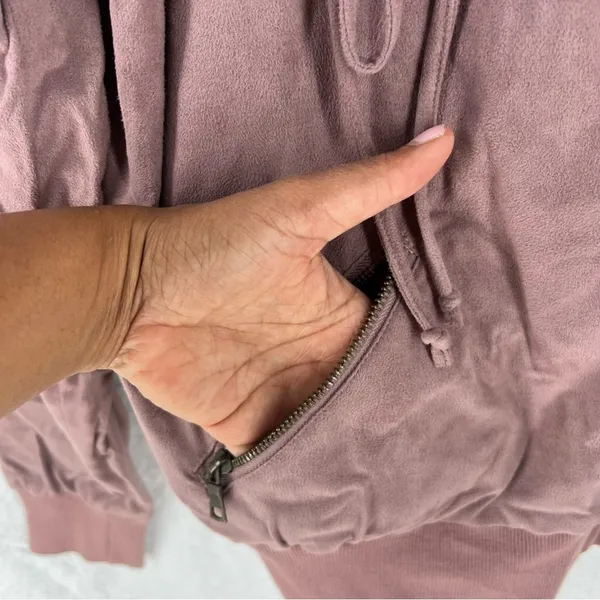 On The Road Mauve Pink Faux Suede Lace Up Zip Front‎ Bomber Jacket - Image 7