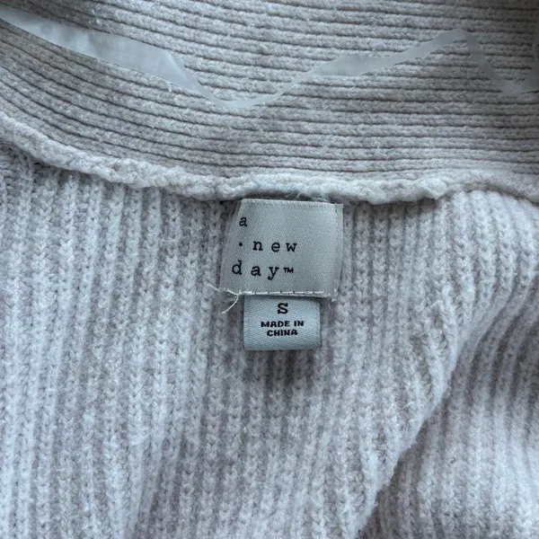 A New Day Target Cream Ribbed Knit Cardigan Long Sleeve Pockets Cotton Small - Image 4