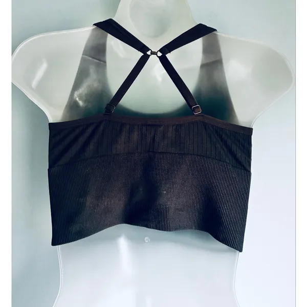 Victoria's Secret PINK Active Sports Bra Bralette Gray Longline Stretch L - Image 2