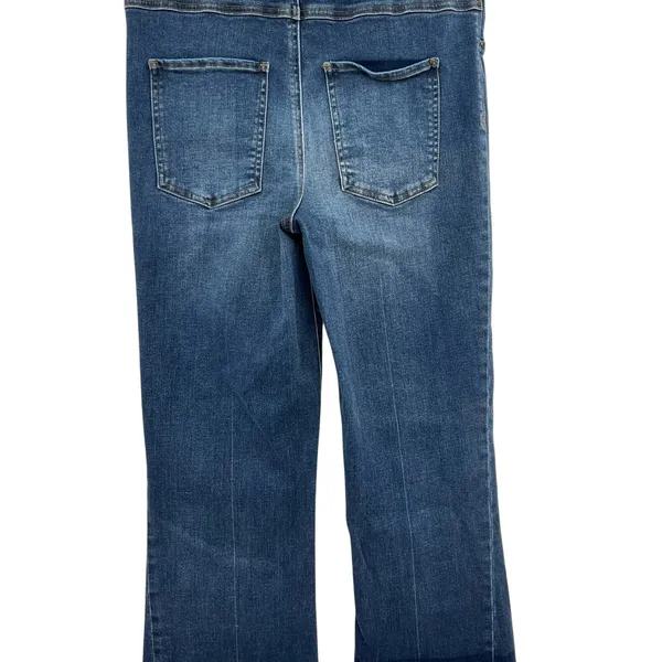 Spanx Cropped‎ Flare Denim Jeans Medium Wash Dip Dye Hem Blue Size Large - Image 9