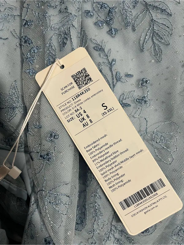 NWT Goelia Blue See-Through Mess Embroidered Dress Size 4 (Small) - Image 7