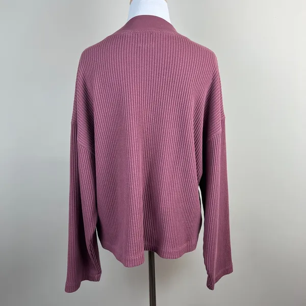 Gap Oversized Waffle Knit Mock Neck Top T-Shirt Womens Large Berry Slouchy Boxy‎ - Image 7