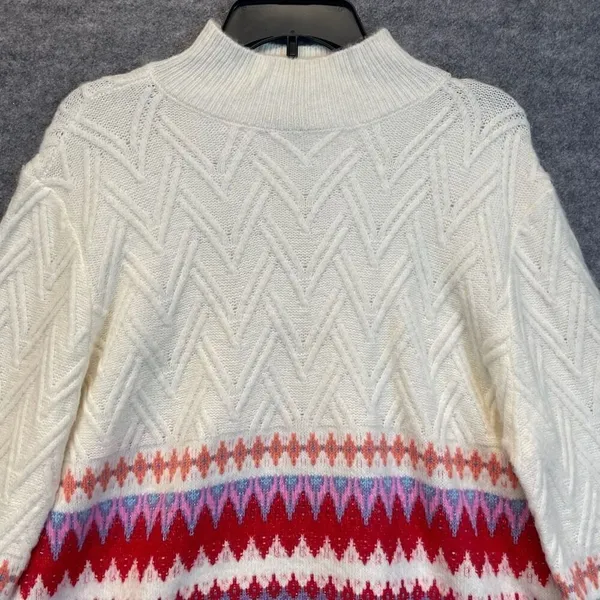 NWT ST. JOHN'S BAY Sweater Women’s XL Multicolor Fair‎ Isle Cable Knit Pullover - Image 5