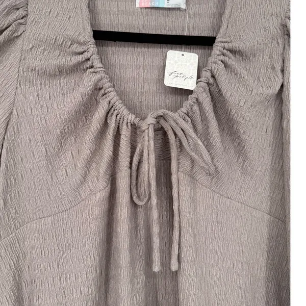 NWT Free People FP Beach Anderson‎ Mini Dress City Fog Taupe Long Sleeve Size XS - Image 8