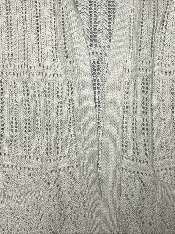 SO Goods for Life Ivory Cream Pointelle Knit Open Front Duster Cardigan Size M - Image 3