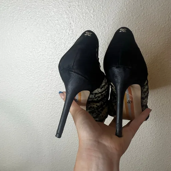 Sam Edelman hazel black Velvet Dot Tulle Stilleto Pumps Heels WOMENS 10 - Image 4