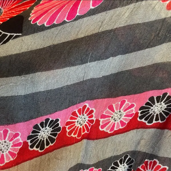 Vera Bradley Colorful Hippie Vibe Pink Gray Red Flowered Scarf - Image 10