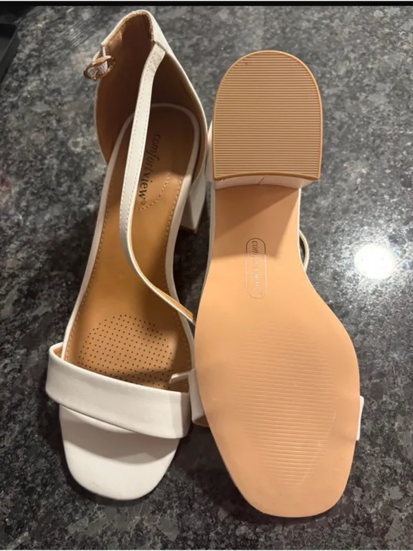 comfortview White Strappy Open-Toe Sandals with Ankle Buckles - Image 3