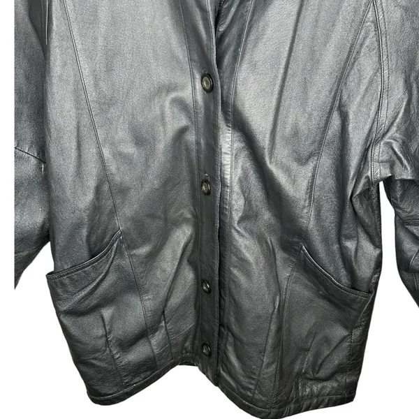Vintage‎ Black Leather Coat Size L - Image 3