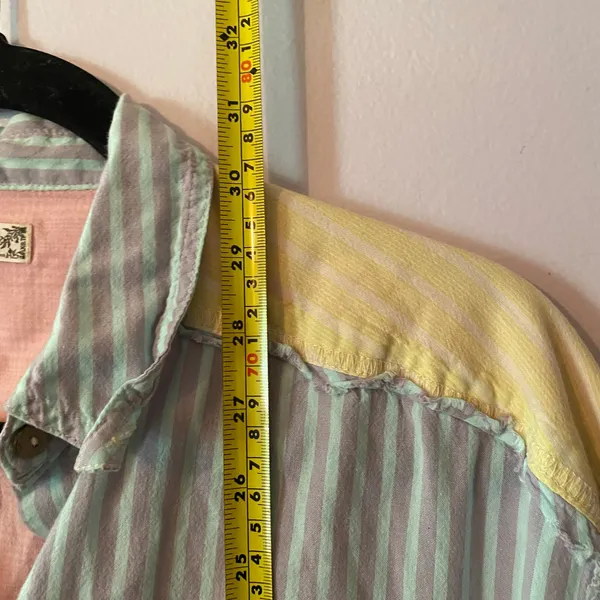 Free People Intimately Pastel Color Stripe Oversized Boho Button Down Shirt XS - Image 8