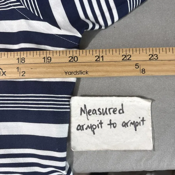 Chaps No Iron Button Up Shirt Size L Blue White Striped Preppy Business Casual - Image 9