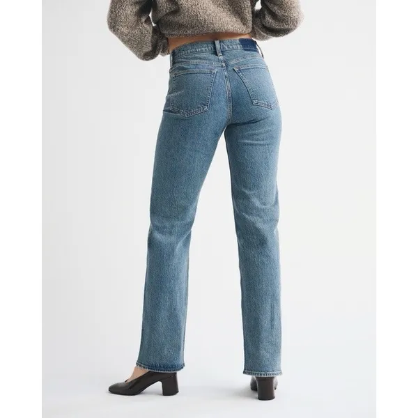 Abercrombie Fitch NWT 90s Straight Ultra High Rise Jeans 12/31 Light Blue Denim - Image 2