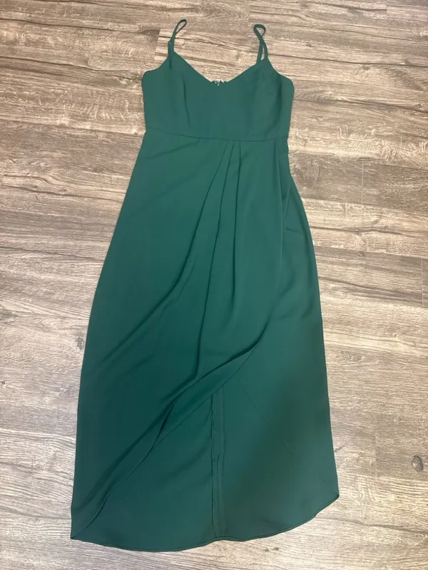 Lulu's Emerald Green Spaghetti-Strap Midi Dress with Front Slit - Image 3