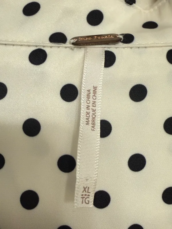 Free People White Black Polka Dot Button Down Blouse Top Extra Large XL - Image 3