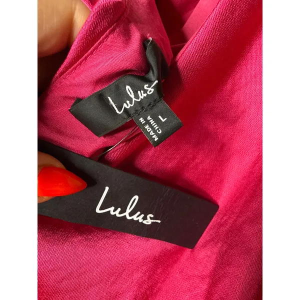 NWT Lulus Beyond Classy Pink Satin Halter Midi Dress Holiday Party Backless Sz L - Image 7