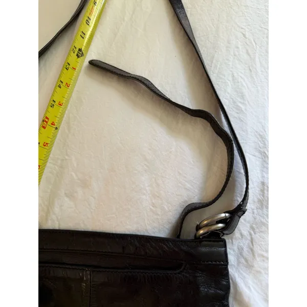 HOBO International Black Leather Crossbody Bag Multi Pocket Zip Organizer Purse - Image 11