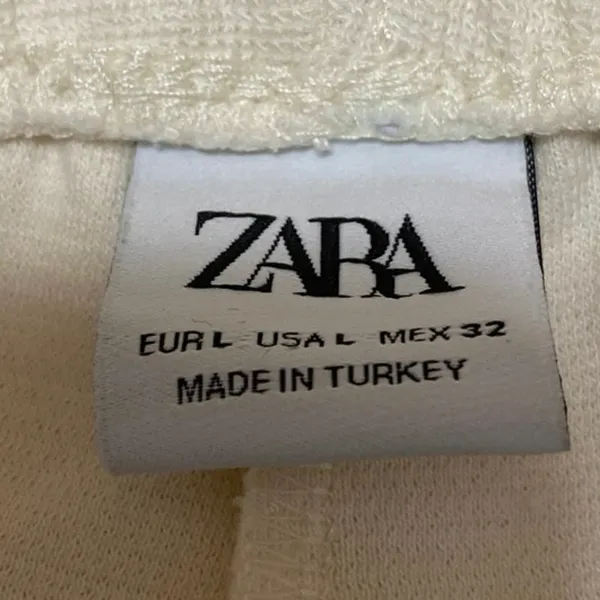 Zara Women's Cream White High Rise Elastic Waist Wide Leg Lounge Sweat Shorts L - Image 4