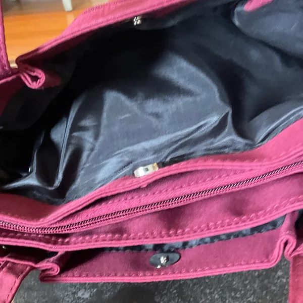 Women's Burgundy Shoulder Tote Bag Pink - Image 4