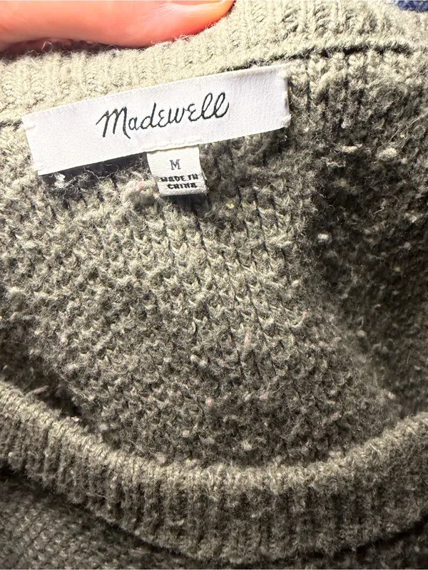Madewell Province Textured Knit cross-back pullover sweater green medium. - Image 6