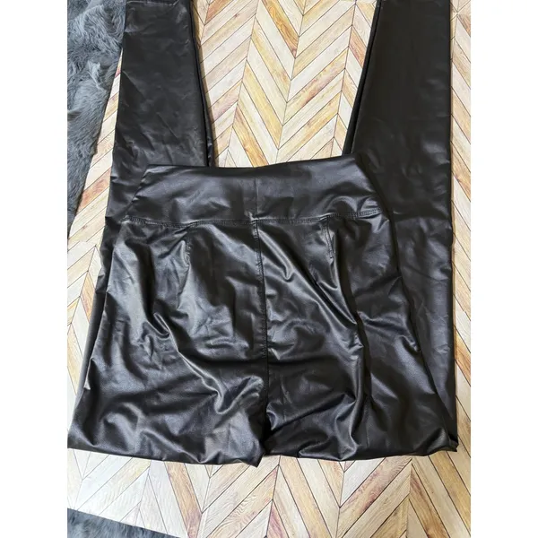 Offline Aerie Faux Liquid Leather Leggings Hi Rise‎ Black M Edgy Moto Vamp Sleek - Image 8