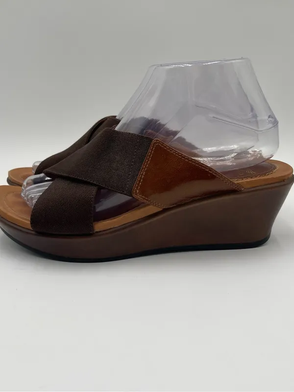 Dansko Ava Brown stretch Fabric Wedge Sandals Slip On Women's Size 38 US 7.5-8 - Image 2