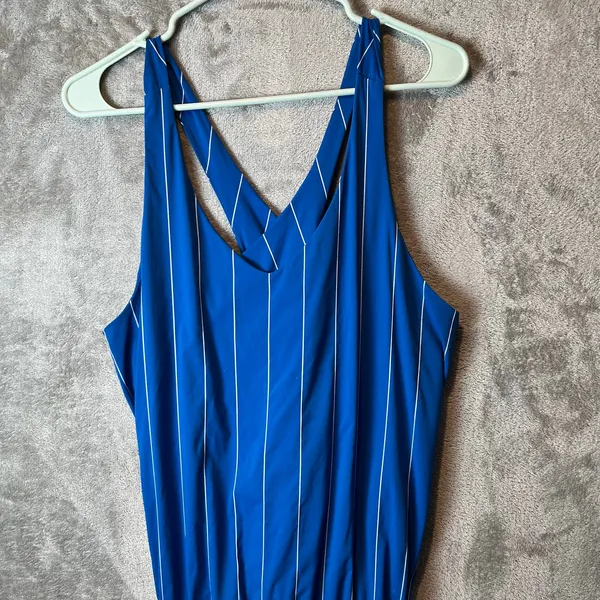 MARMOT Gretchen Sun Dress SPF 50 Size Large Blue Striped Hiking Gorpcore‎ - Image 6