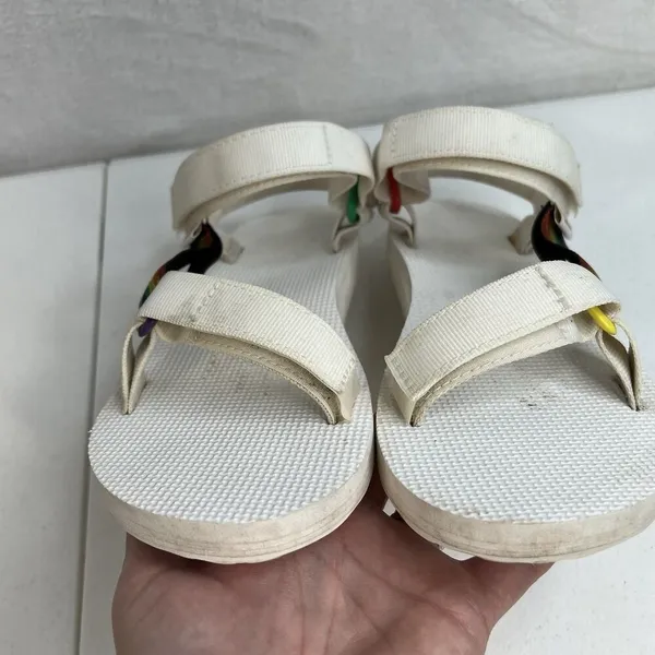Teva‎ Size 7 Sandals Original Universal Pride White Rainbow 1125890 Adjustable - Image 10