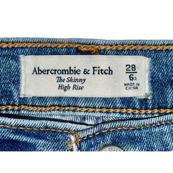 Abercrombie & Fitch Skinny High Rise Blue Denim Medium Wash Jeans Womens Sz 28 6 - Image 3