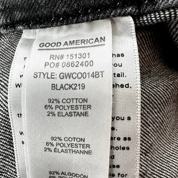 Good American Good Waist Skinny Jeans Crossover Pocket Denim Stretch Black 14/32 - Image 4