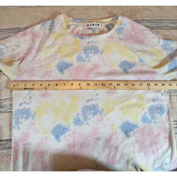 KIKIT Women Pastel Tie Dye Long Sleeve Top Size Large Pink Blue Yellow - Image 4