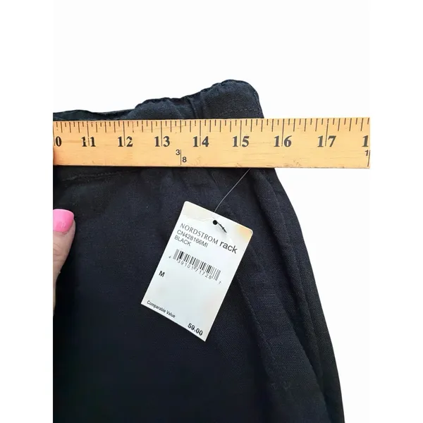 CASLON‎ Pants Womens Medium Black Linen Cropped Wide Leg New Pockets #OP10-1 - Image 5