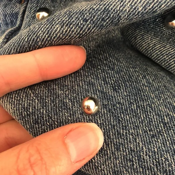 Tobi Studded High Rise Mom Jeans Womens 25 Blue Denim Zip Fly Classic Silver - Image 5