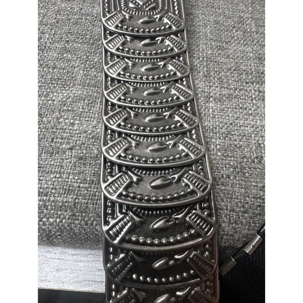 Western Style Black Belt w/ Silver Studded Details & Embossed Hardware Women S/M - Image 6