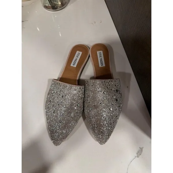 Steve Madden pointed-toe rhinestone mules with a flat slip-on design 9 - Image 2