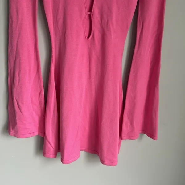 Meshki Birdie Long Sleeve Knit Mini Dress in Bubblegum XXS - Image 4