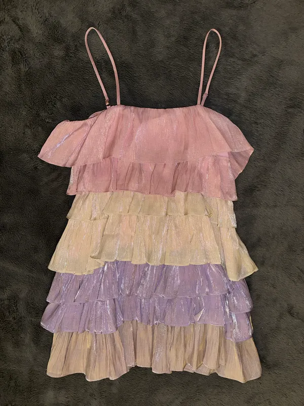 Francesca's Shimmer Ruffle Dress - Image 2