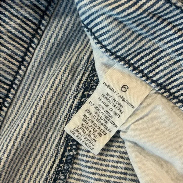 American Eagle Hickory Stripe Jeans Distressed Workwear Railroad Americana Y2K - Image 4