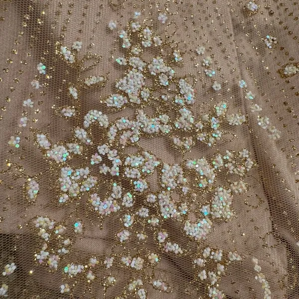 BLITHE Skirt Shorts Top Set Nude‎ Sparkly Gold Glittery Mesh Girly Outfit XS/S - Image 9