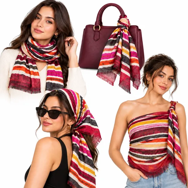 Ritual 100% Wool Multicolor Striped Oversized Scarf Wrap Shawl Boho NWT Multiple - Image 2